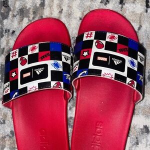 Adidas Marvel Red and Blue Slide Sandals